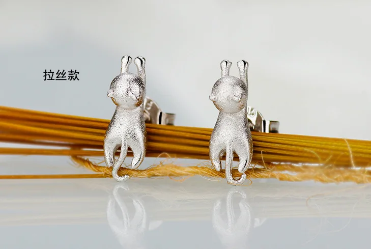 Стерлингового серебра 925 новая модель Оптовые Мода милый кот Серьги Jewelry Лидер продаж Серьги для Для женщин