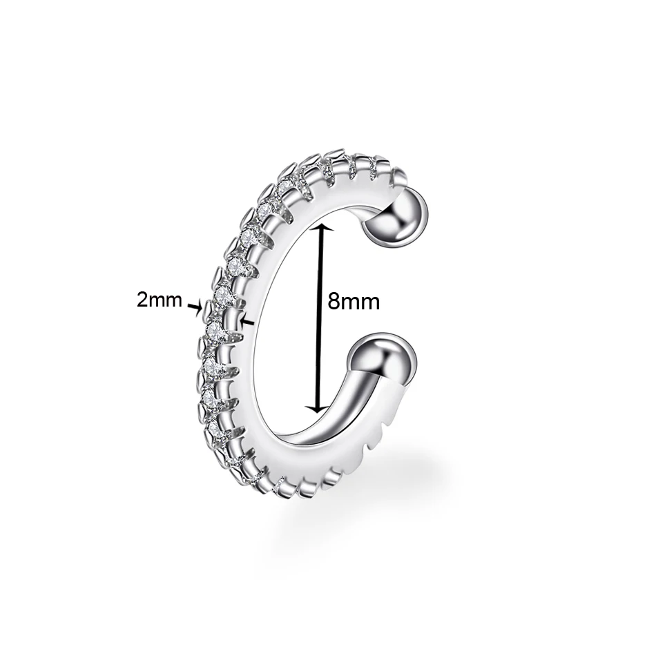 Silver v 2x8mm 1 шт. медный Кристалл Мода кликер поддельные перегородки Кольца для женщин пирсинг клип на обруч Поддельные кольца носа искусственные ювелирные изделия для пирсинга тела - Окраска металла: Silver v 2x8mm