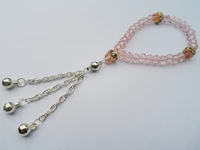 hot sale pink crystal rope chain charm bracelet religious tasbih prayer glass beaded bracelet for women 2022 new style