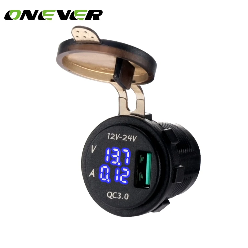 Универсальное зарядное устройство Onever QC 3 0 с usb разъемом синий светодиодный