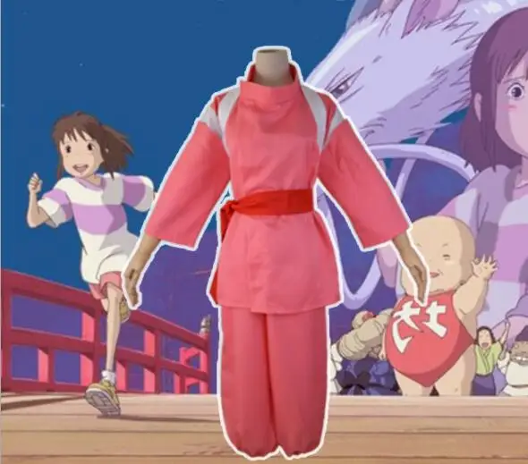 

Hot Anime Movie Spirited Away Chihiro Cosplay Costumes Girls Cute Pink Kimono Japenese Style Women Performance Set
