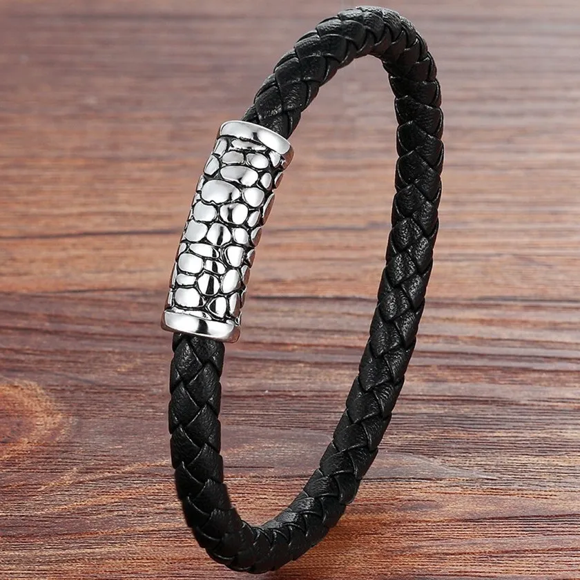 Bracelet 4 TYO подарок на день отца простой дизайн 5 стилей на выбор 19/21 см из натуральной кожи браслет Нержавеющая сталь аксессуары ювелирные изделия - Окраска металла: Bracelet 4
