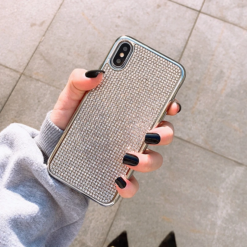 INS Роскошный чехол со стразами для телефона iPhone 8 plus XS Max/XR/iPhone7 серебристый |