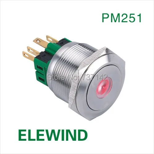 

ELEWIND 25mm Stainless steel Ring illuminated Momentary push button switch(PM251F-11D/R/12V/S)