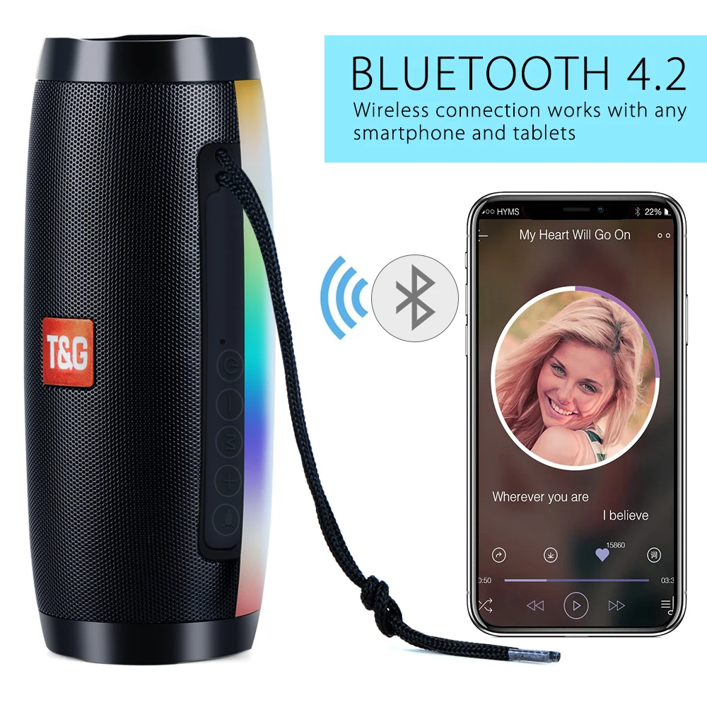 TOPROAD портативный Bluetooth динамик 10 Вт беспроводной стерео звук Напольные колонки LED