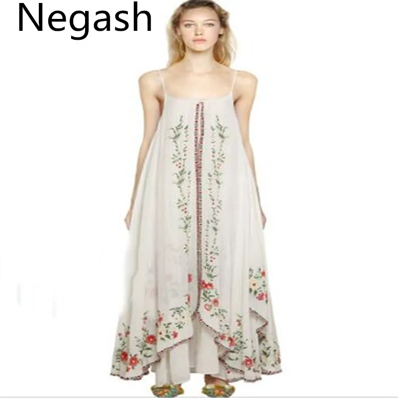 Negash New brand High quality Sexy Backless Summer Maxi Dress Women Waist Long Dresses Female Irregular boho White Vestido | Женская