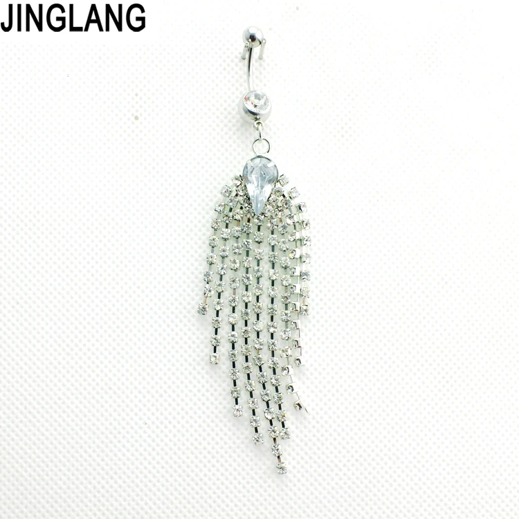 

Wholesale Fashion Belly Button Rings Crystal Rhinestone Peacock Dangle Navel Body Piercing Jewelry Free Shipping