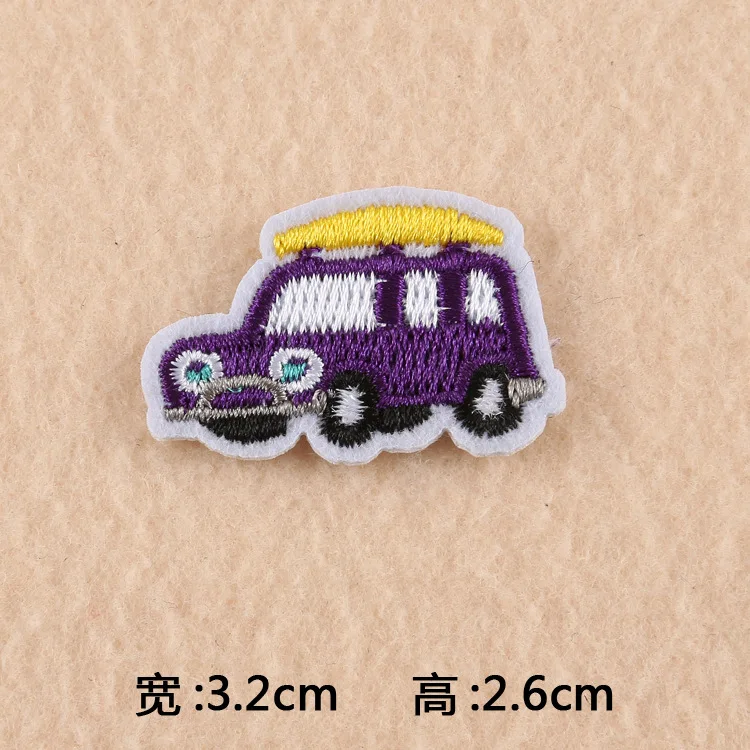 1-PCS-C-138 Детская футболка с вышитыми машинками из мультфильмов, нашивки с железным поездом, полосатая аппликация, детская одежда с автобусом, наклейки для одежды, значок@ C - Цвет: 1-PCS-C-138