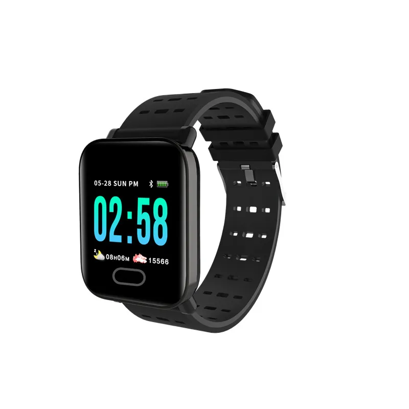 black Умный Браслет A6 с поддержкой пульсометра, кровяное давление, Bluetooth, умный фитнес-трекер для xiaomi band 4, huawei, android, iOS - Цвет: black