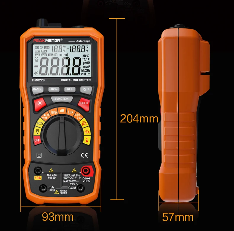 Цифровой мультиметр PEAKMETER MS8229 5 в 1 осветитель звуковой уровень Частота Температура Влажность измеритель напряжения MASTECH