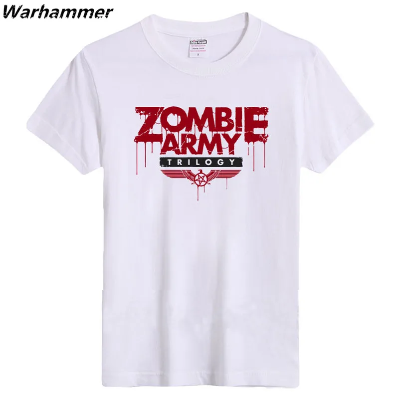 Летняя Модная стильная футболка Warhammer Мужская из флока с принтом зомби армейская