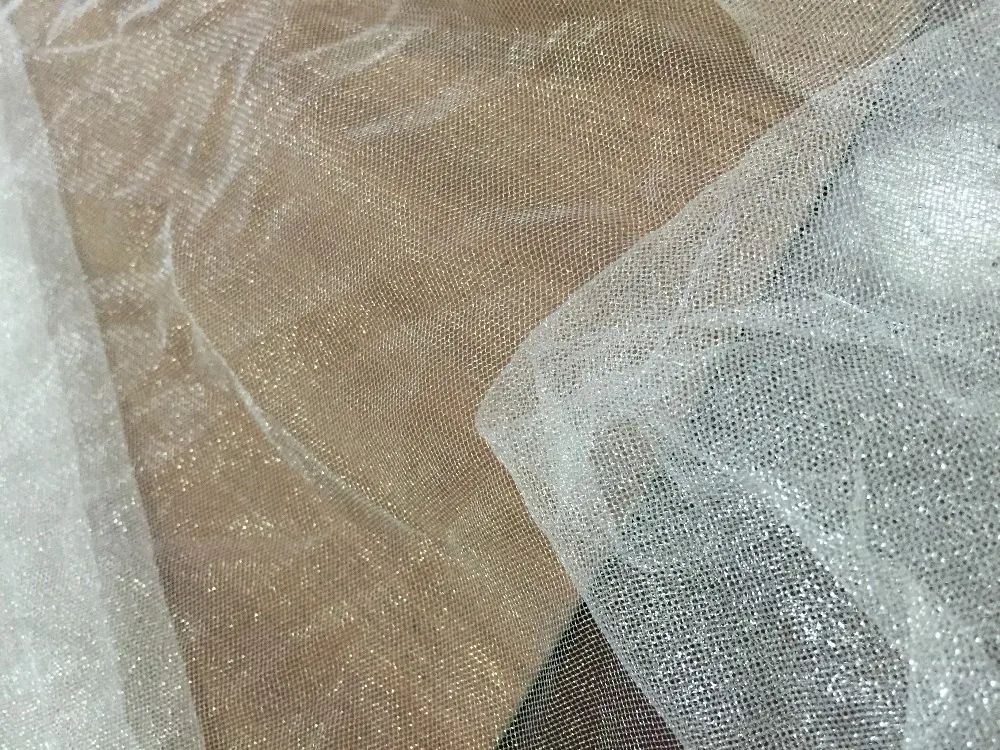 Блестящий тюль цвета слоновой кости блестящая Мягкая сетчатая газовая ткань для