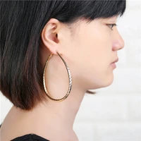 square metal stripes big goldsilver hoop earrings basketball brincos round silver large circle party earrings for women 2019