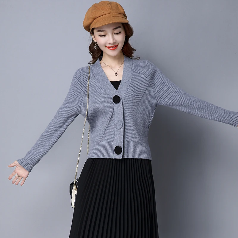 Женский кашемировый свитер осенне зимний плотный вязаный кардиган пальто