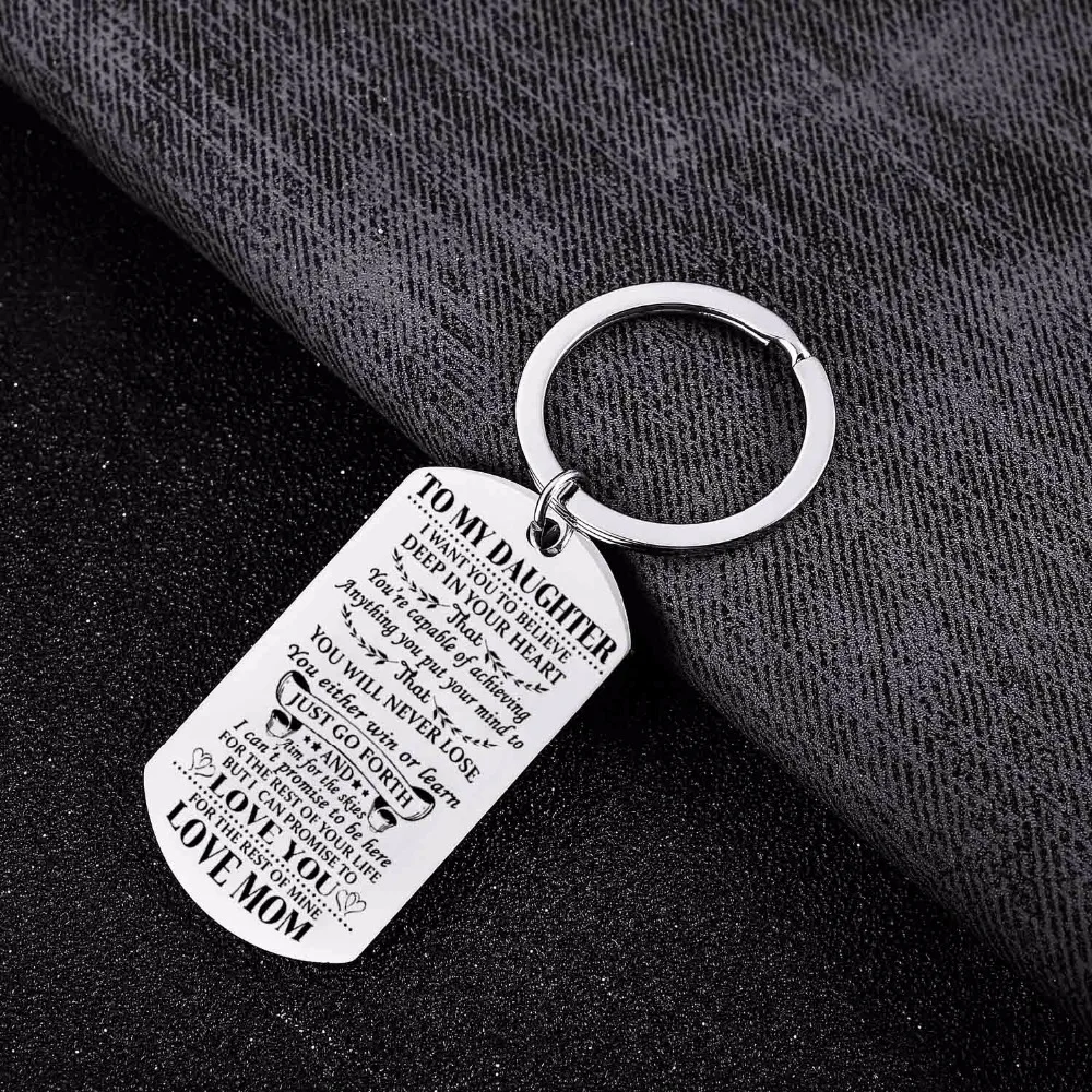 12PC/Lot Family Gifts Daughter Keychain I Want You To Believe Love Mom Military Action Figure Toy Kids Stainless Steel Keyring | Украшения
