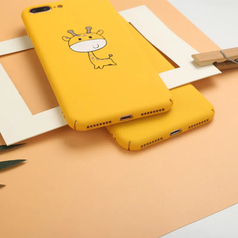 2018 Cute Phone Case For iphone X 6 6S Plus Yellow Silicon Giraffe Cases 7 8 Full Back Cover coque |