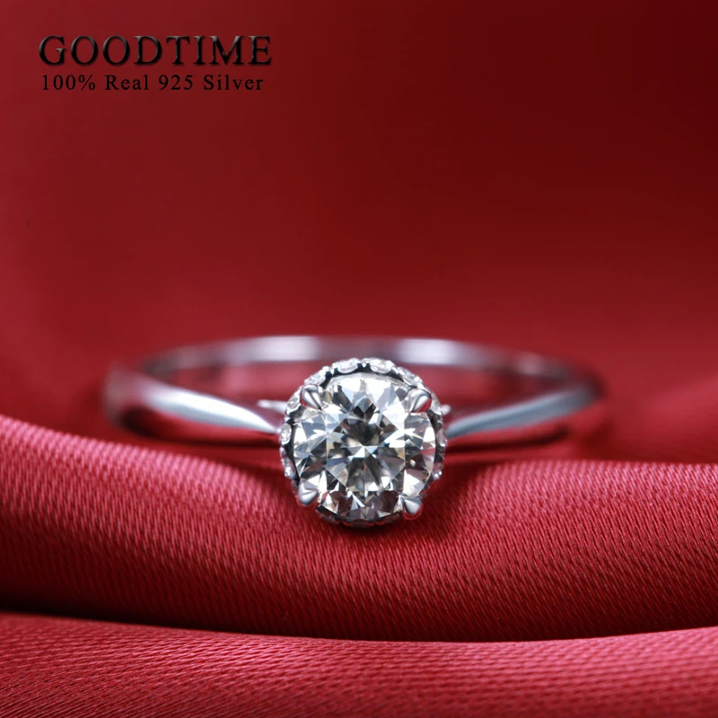 Классические женские обручальные кольца 100% чистое серебро 925 пробы 2 карата