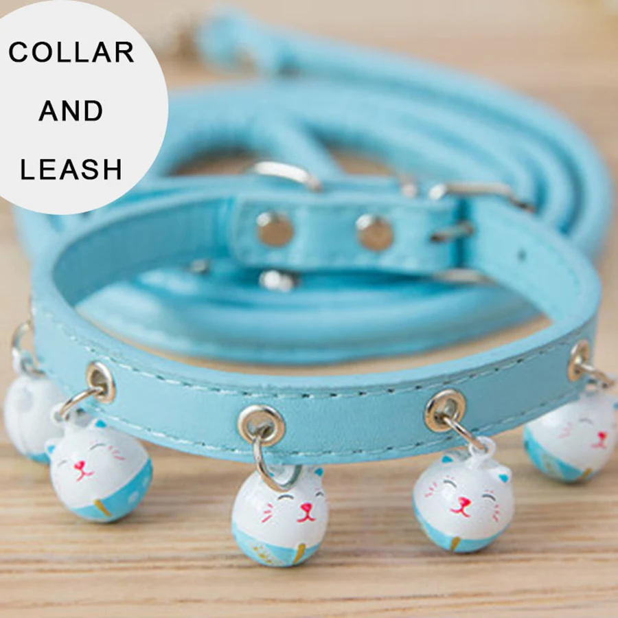 Cute Small Dog Collar Bell And Leash Set Puppy Personalized Teddy Pitbull Terrier Shih Tzu Supplies Riem Hond Petshop 50XQ07 | Дом и сад