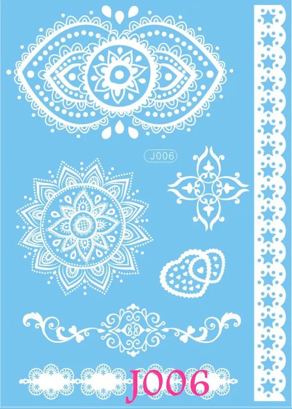 Сексуальная кружевная цепочка дизайн флэш тату боди арт белая хна временная