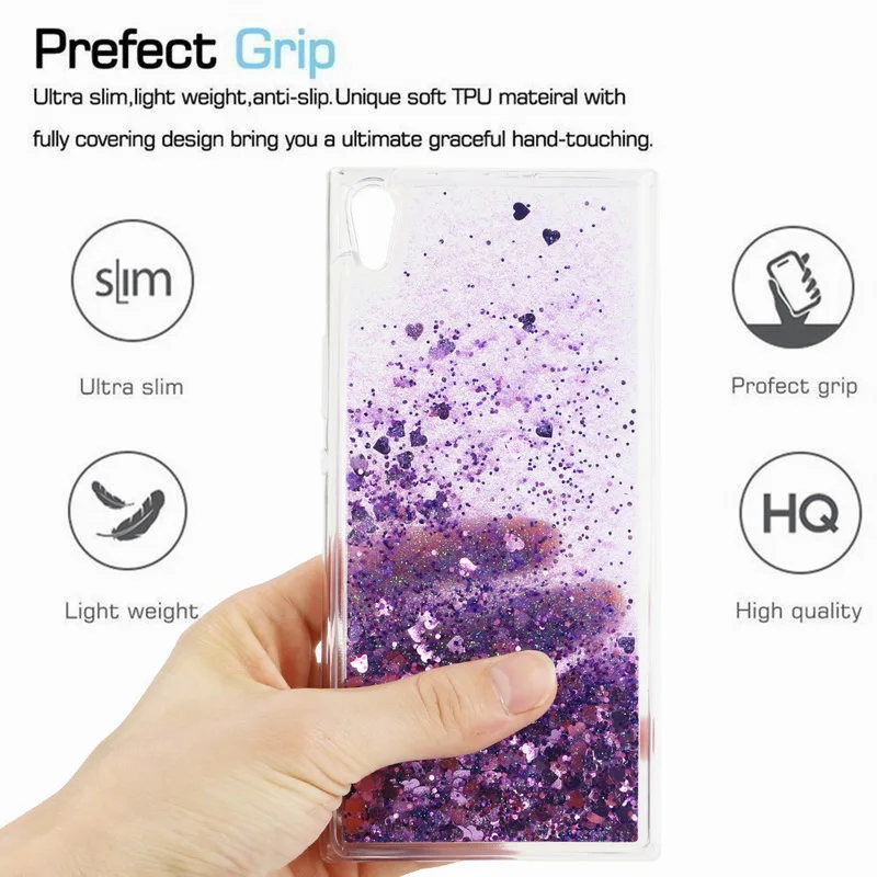 NOWAL Liquid Quicksand Stars Love Heart Glitter Case For Sony Xperia XA2 XZ2 L1 XA XA1 Ultra XZ1 Compact XZ Premuim Soft Cover |