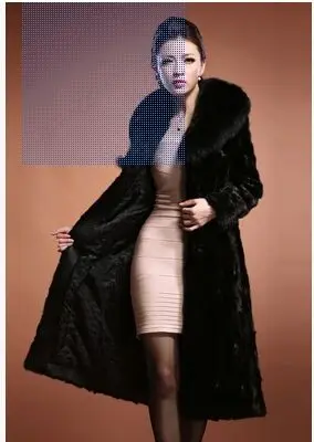 Пальто из искусственного меха женская зимняя Осенняя X-длинная куртка норки