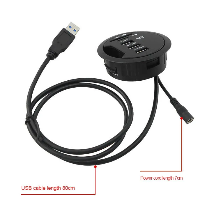 Настольная usb-хаб 3 порта USB 3,0 зарядное устройство для чтения данных/зарядки комбинированная настольная Ступица с 2 слотами SD/Micro-SD кард-ридер и адаптер переменного/постоянного тока
