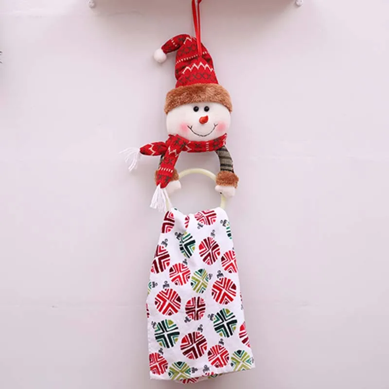 1PC Christmas Decoration Towel Hanging Ring Santa Elk Snowman Round Toilet Circular For Xmas Home Decor 999027 | Дом и сад