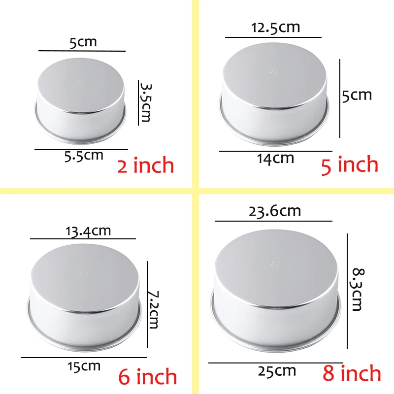 Антипригарная круглая форма для кекса 2 &quot5&quot 6 &quot8&quot из алюминиевого сплава