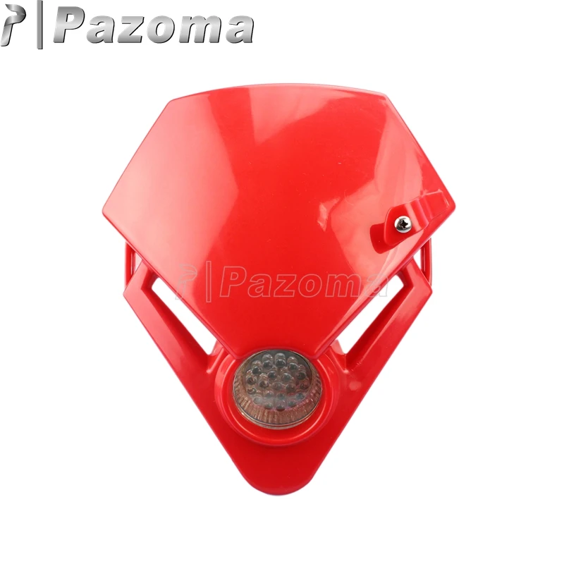 Красный PAZOMA черный налобный фонарь Мини Мотоцикл Streetfighter Enduro светодиодный фонарь для GSX ZXR CBR CBF Hornet Fazer - Цвет: Красный
