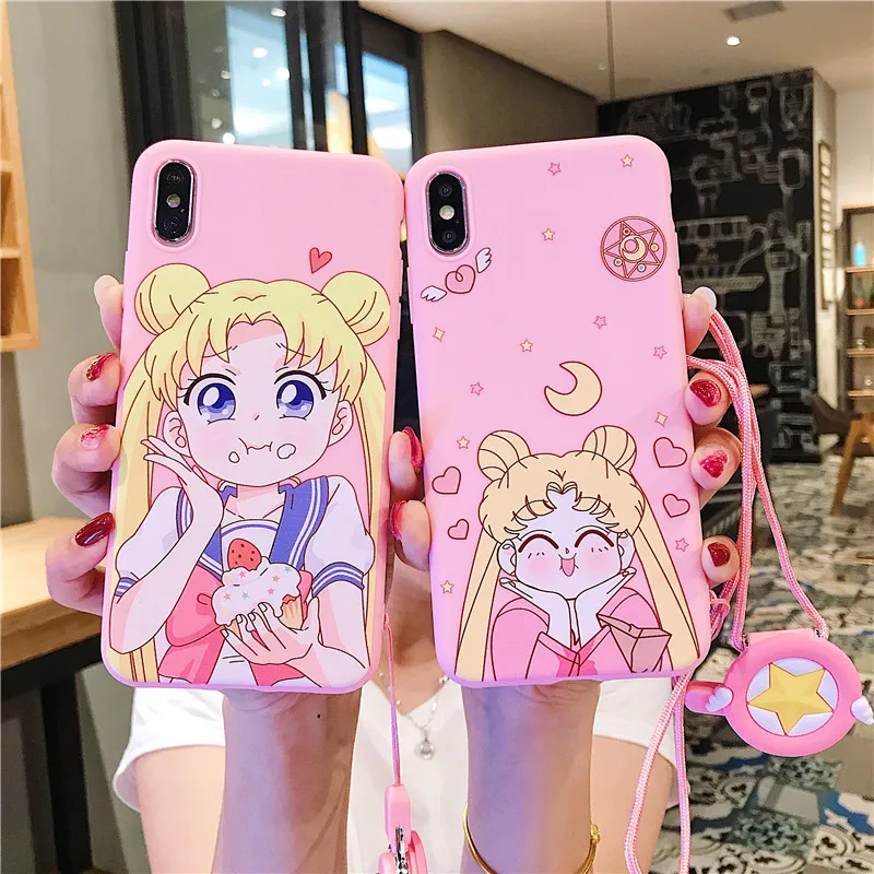 Чехол с рисунком Сейлор Мун для iPhone 6 6s 7 Plus Мягкий силиконовый чехол троса XS MAX XR 8 X