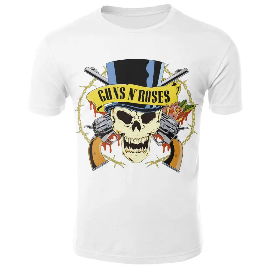Футболка с принтом "Розы и Пистолеты" топы группы Guns N Roses одежда футболки