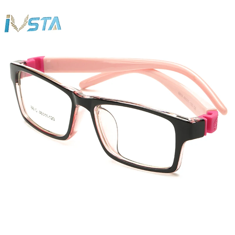 

IVSTA 5-10 Kids Glasses Frames Girls Pink Optical Frame Myopia Prescription Amblyopia Eyeglasses Rubber Sleeve No Screw 8818