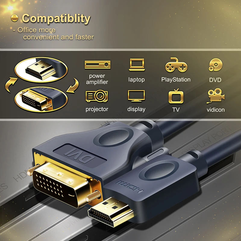Кабельный HDMI дви кабель 24 + 1 pin Bi direction Pro Высокоскоростной DVI Full HD 2 0 для Xbox Blu Ray