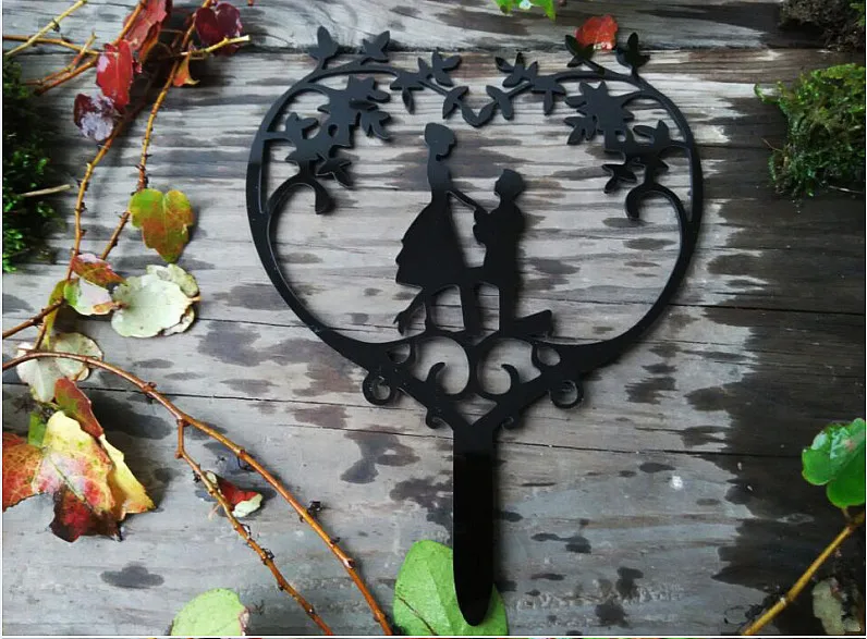 Деревенский стиль акриловый свадебный торт Топпер Цветочное сердце предложение