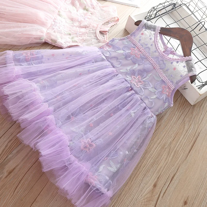 

Girls Dress 2019 Summer Floral Princess Clothing Lace costume Kids Baby Children Party Sleeveless Beautiful Dresses Girl Clothes