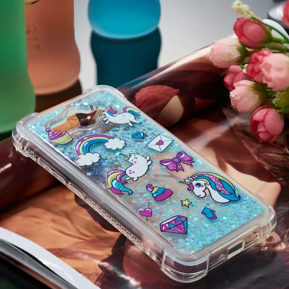 Glitter Stars Cover for Huawei Y3 2017 CRO L22 U00 Dynamic Liquid Debris Quicksand Back Case Y 3 CRO-L22 |