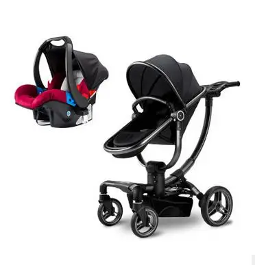 V-baby переносная легкая складная коляска с четырьмя колесами для новорожденных с высоким видом, спальная корзина для сиденья автомобиля, коляска-коляска - Цвет: black