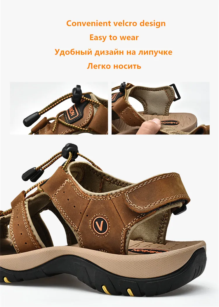 MIXIDELAI/Мужская обувь из натуральной кожи; летние мужские сандалии; модные уличные пляжные сандалии и шлепанцы; большие размеры 38-48