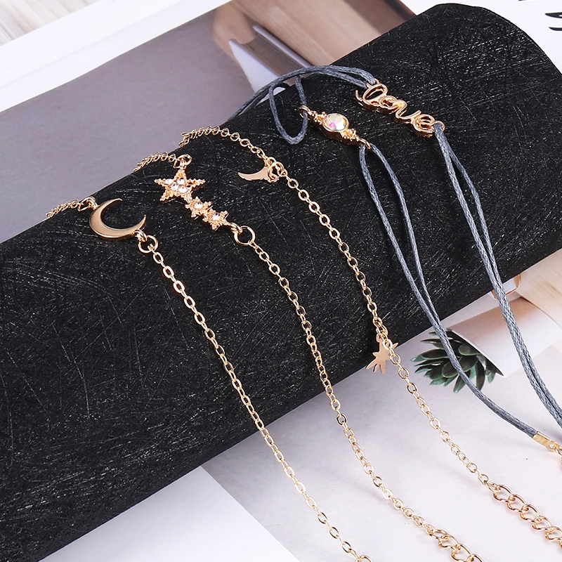 Браслет-цепочка женский HOCOLE богемный со звеньями и кристаллами 6 шт./партия