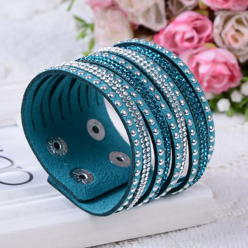 New fashion leather bracelet cufflinks crystal women's LSL084 | Украшения и аксессуары