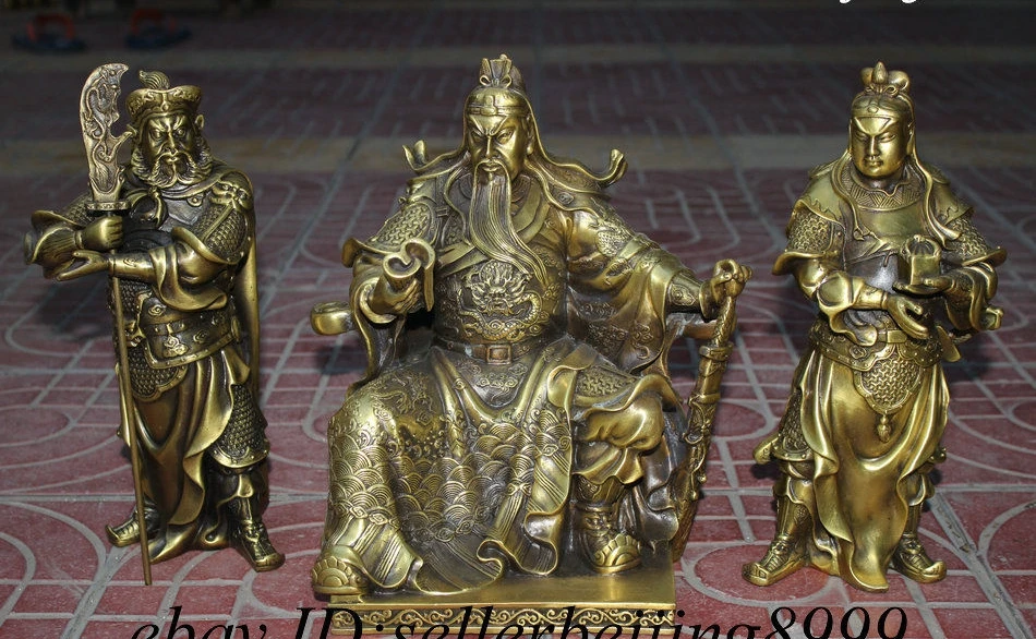 Настоящая китайская бронза Дракон воин Гуандун Гуань Ю. Бог 2.|Статуи и