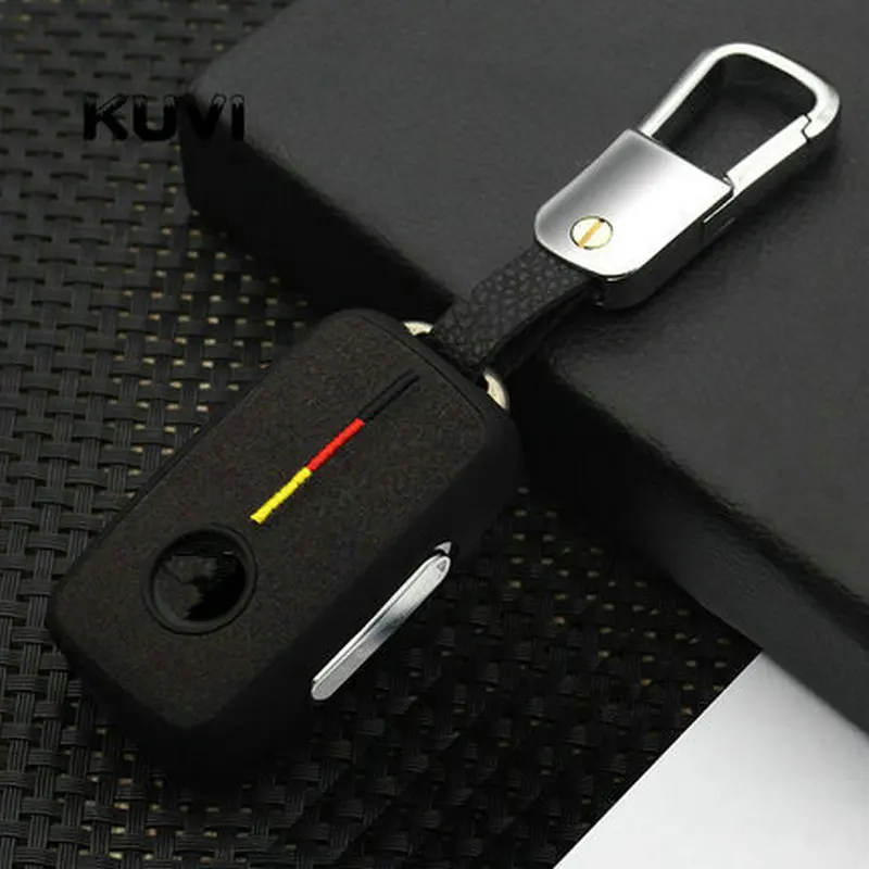 black-keychain 1 ТПУ замшевый чехол для ключей автомобиля для VW golf для Skoda Yeti Superb Октавия Рапид для сиденья Леон Ибица 3 кнопки дистанционного управления - Название цвета: black-keychain 1