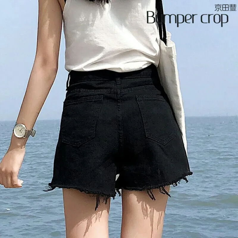 Bumpercrop шорты с высокой талией для женщин джинсовые летние горячие уличные Стиль