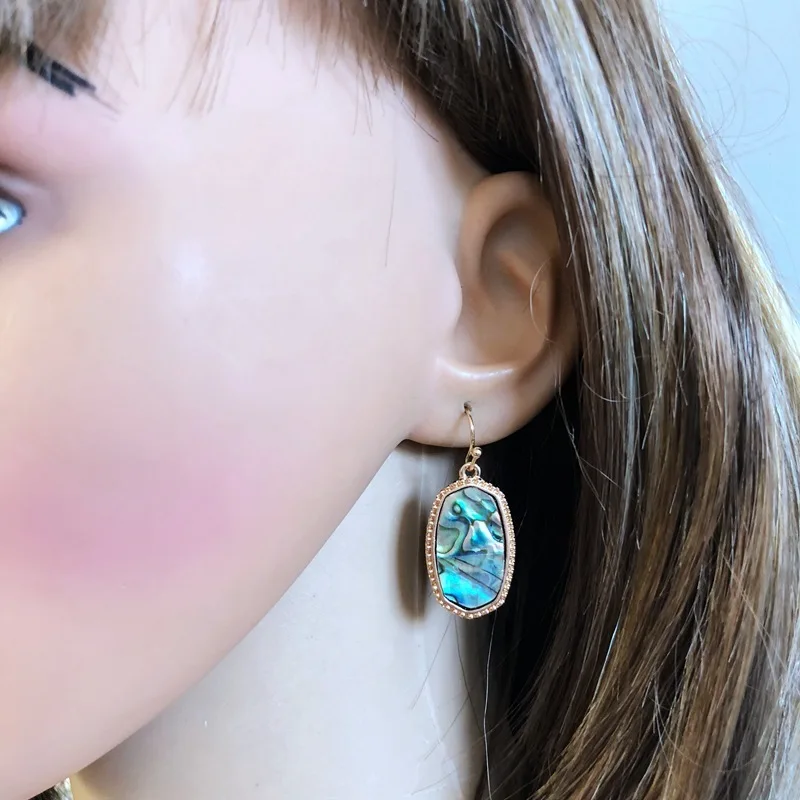 Серьги с шестигранником Abalone Модные Разноцветные серьги серебристого и золотого