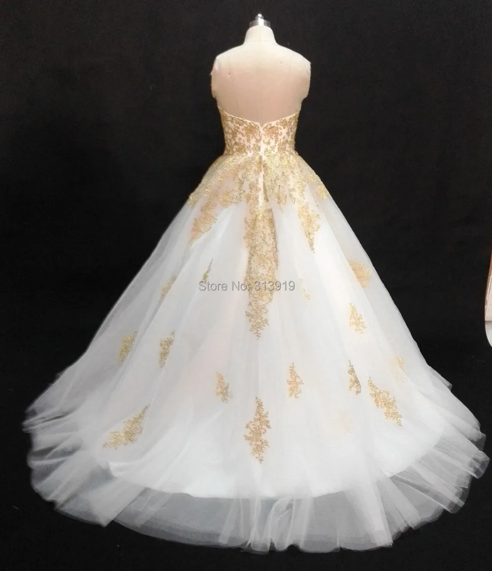 

detachable straps gold and white ball gowns wedding dresses 2017 new style bridal gowns real pictures free shipping