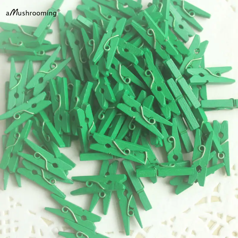 Деревянные Мини зажимы для рукоделия | Прищепки одежды Зеленый 25 мм 500 шт./лот