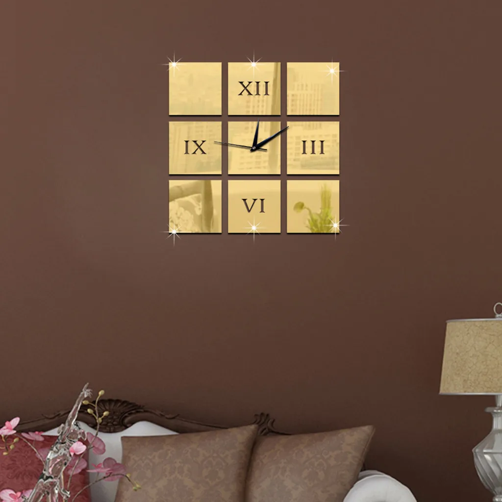 Классические 3D DIY зеркальные современные дизайнерские часы для украшения дома