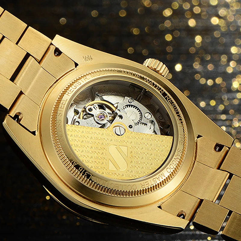 Часы SANGDO мужские из нержавеющей стали автоматические механические с сапфировым