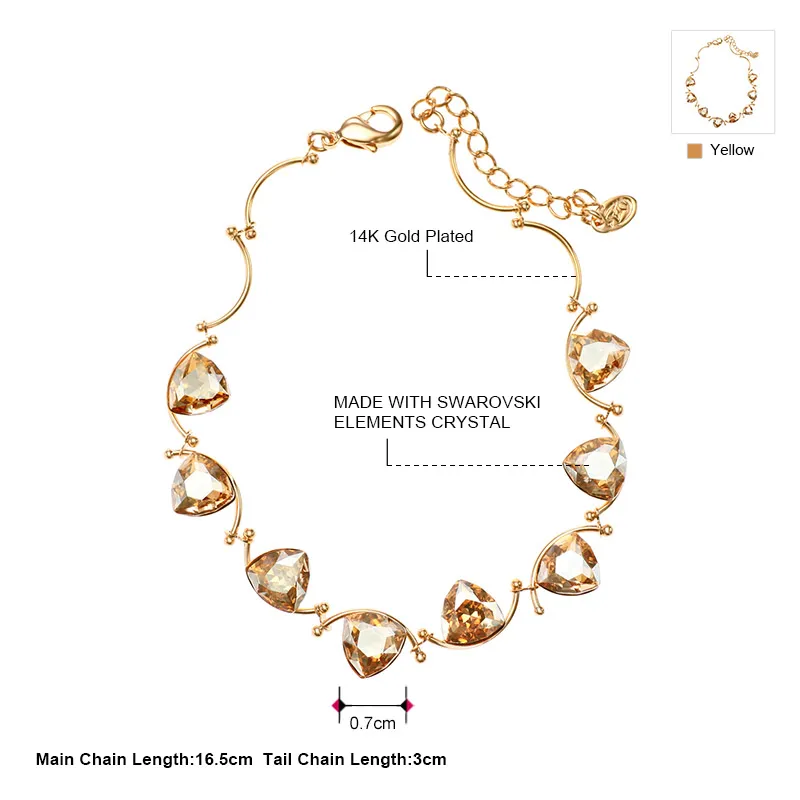 Neoglory Кристальный очаровательный браслет трендовый треугольный дизайн ювелирное