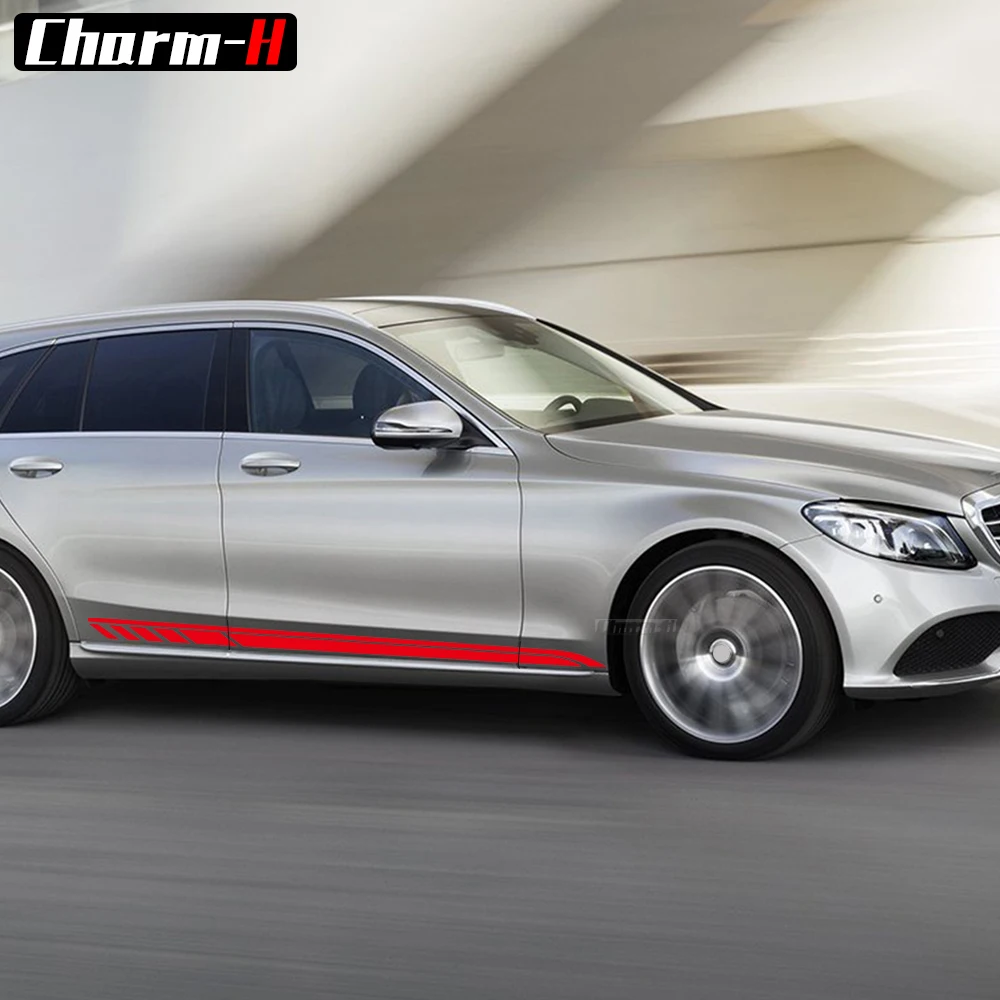2X наклейки в полоску на дверь для Mercedes Benz C Class 2019 Estate W205 C180 C200 C260 C300 C43 C63 AMG